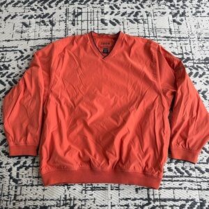 Izod Men's V-Neck Windbreaker Orange Size Large